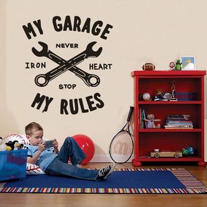 My Garage My Rules Zitat Wand-Vinyl-Aufkleber, Zuhause, Garage, Dekor, Auto, Auto-Reparatur, Schild, Wandaufkleber, Garage, abnehmbares Poster