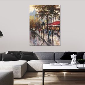 French Street Canvas Art Avenue Des Champs-elysees Ii Brent Heighton Painting Handmade Landscape Artwork for Coffee Bar Pub Best