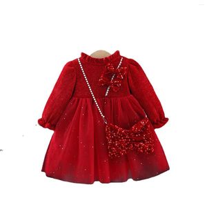 Kız Elbiseler Doğdu Noel Çocuk Elbisesi Prenses Doğum Günü Kadife Pullar Bowknot Kızın Uzun Kollu Kış Pamuk Sıcak123