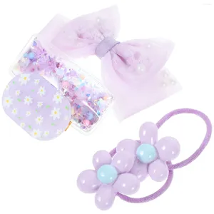 Bandanas Purple Flower Hair Clip Candy Color Accessories Set Girl Heart 1.5x6.4x8cm Child