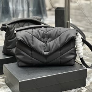 12A Upgrade Mirror Wysokiej jakości projektant Loulou Puffer Torby 34 cm Worki Messenger Work Połączona torebka nylonowa torebki Crossbody Pasek Łańcuchowe z czarnym tonem