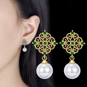 Designer Pearl Earrings Ladies Stud Earrings Luxury Gold Crystal 925s Silver Jewellery Classic women's jewelry