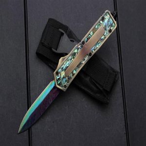 US Italian Style BM3300 Golden Abalone Shell Coltello automatico tattico Strumento EDC Caccia all'aperto D2 Lama Camping Survival Pocket Au329l