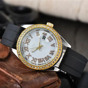 2024 Fashion Full Brand Wrist Watches Men Male Crystal Style 40 mm Date Luxury With Logo Rubber Band Quartz Clock X301