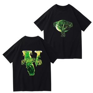 VLONES 여름 디자이너 티셔츠 큰 V 친구 남성 남성 여자 T 셔츠 캐주얼 연기 천사 인쇄 Tshirts 느슨한 연인 짧은 소매 티 VL-DT116 Vlone 티셔츠 크기 S-3XL