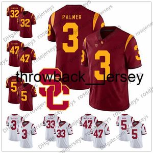 thr USC Trojans #3 Carson Palmer 21 Su'a Cravens 22 Lynn Swann 33 Marcus Allen 47 Clay Matthews Red White Aposentado Vintage Football Jersey