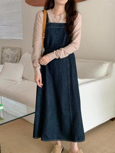 Casual Dresses Alien Kitty Blue Maxi Denim Vest Dress Chic Women Spring 2023 Elegant Sweet Office Lady Loose All Match Mujer Jeanswear