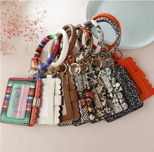 Designer Bag Wallet Leopard Print PU Leather Bracelet Keychain Credit Card Wallets Bangle Tassels Key Ring Handbag Lady Accessories DB847