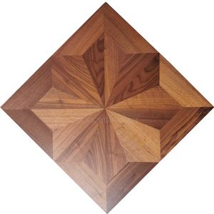 Natural Walnut Parquet Engineered Hardwood Flooring Tiles - Medallion Inlay Home Decor Wallpaper Marquetry Backdrop Carpet Panels