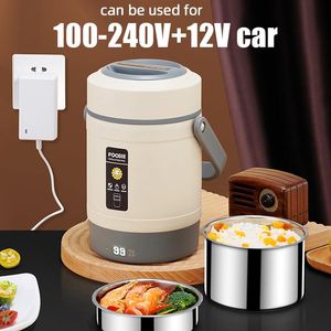 Appliances 100240v Electric Lunch Box 12v Car Rice Cooker Thermal Insulation Lunch Box 304 Stainless Steel Bento Box Home Food Warmer