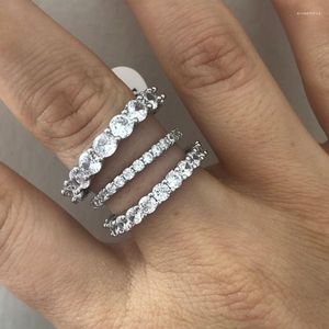 Cluster Rings Choucong Eternity Promise Ring 2/3/4mm Diamond 925 Sterling Silver Engagement Wedding Band For Women Men Party Jewelry