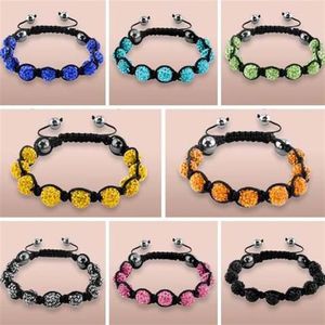 Braceletes inteiros de 10 mm preto branco misto multi mix strass cristal Shamballa pulseira de joias para homens y353275V