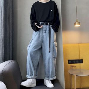 Hosen Wideleg Jeans Männer der Herbst Papa Trend Student Lose Straightleg Hosen Japanischen Retro Große Tasche Lose Wilde Mode 2022 neue W