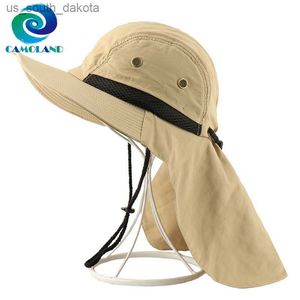 Camoland Summer Upf50+ Sun Hats Женщины Мужчина повседневная шляпа Boonie с шейкой для шеи на открытом воздухе длинно широкая рыбацкая шляпа для рыбалки L230523