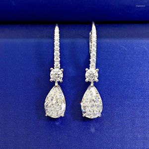 Orecchini a bottone Diamante ad alto tenore di carbonio 7 11 Goccia d'acqua a forma di pera Vintage europeo e americano S925 Argento sterling femminile