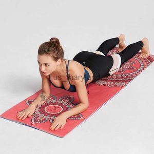 Yogamattor 65*185cm Anti-Slip Mat Pilates filtar Gym Fitness Workout Sports Travel Mönster Sport på hemmahandduken Täck Snabb-Dryi J230506