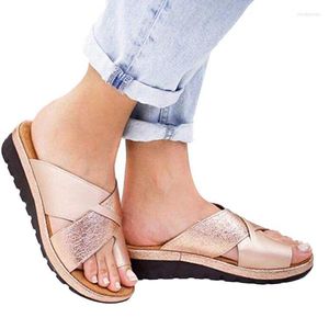 Slippers Shoes Woman 2023 Low Female Big Size Flat Summer Rome Fabric Slides Hoof Heels Basic PU Sli