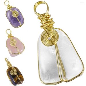 Pendant Necklaces Irregular Gemstone Handmade Wire Wrapped Crystal Stone Charms For Necklace Jewelry Making