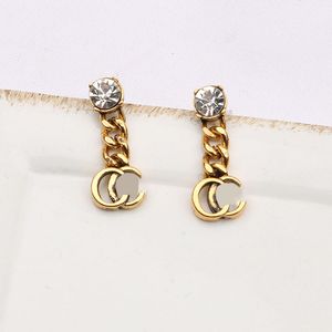 20Style Gold Plated Brand Earring Designer Double Letter Geometry Pendant Earrings Stud Women Crystal Wedding Party Jewerlry Accessories