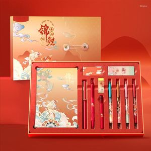 Chinese Style Stationery Koi Student Gift Box Sets Creative Press Gel Pen Suitable For Children Study And Office
