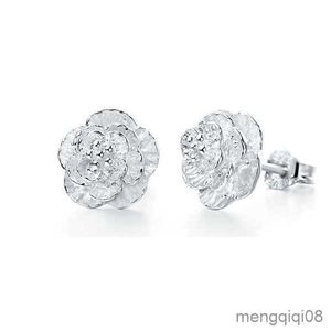 Charm Sterling Silver Lovely Flower Stud Earrings For Women New Trend Personality Lady Fashion Jewelry R230605