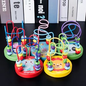 Puzzles Baby Montessori Educational Math Toy Wooden mini Circles Bead Wire Maze Roller Coaster Abacus Puzzle toys For Kids Boy Girl Gift 230605