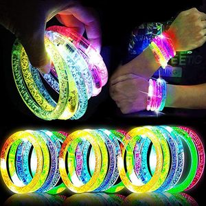 LED Rave Toy Glow Sticksブレスレットパーティー用品ダークLEDの点滅する手首の輝くバングルブレスレットライトアップトイズウェディングデコ230605