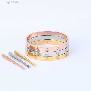 Luxusgold Name Armband Designerin Bangle Frauen Männer 4Cz Stahlschraubendreher Armbänder Schmuck Silber Paar