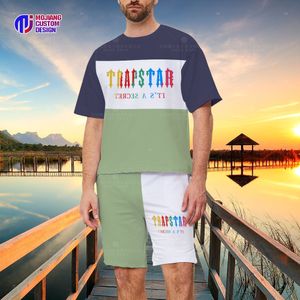 Мужские пластинки Лето Trapstar Tshirt Beach Shorts Set Sportswear пробегают брюки на улице Алфавит Хараджуку Топы 230605