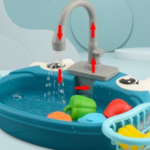 Kitchens Play Food Simulation Electric Dishwasher Kids Kitchen Toys Pretend Mini Educational Summer Role Playing Girls 230605