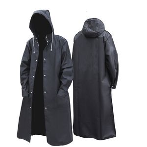 Rain Wear Black Fashion Vuxen Vattentät lång regnrock Kvinnor Män Regnrock huva för utomhus vandring rese fiske klättring förtjockad 230603