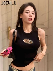 Women's Tanks Camis Hollowed Out Tank Top Girls' Black Sleeveless Crop Tops Women Sexy Slim Fit Bottom Corset Korean Outerwear Edgy Clothes Y2k Tee T230605