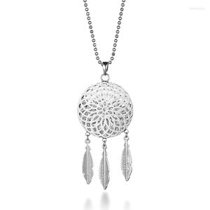 Pendant Necklaces 2023 Women's Necklace Fashion Dream Catcher Crystal In Locket Jewelry Tassel Leaf Hanger Ketting Mode-sieraden