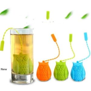 Owl Te Siler Cute Silicone FLITER Silit TEA Väskor Matklass Creative Loose-Leaf Tea Infuser Filter Diffuser IIA26