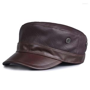 Ball Caps Orijinal Deri Kapağı Erkekler Düz Sıcak Ordu Askeri Şapka Zarif Adam Beyzbol İngiliz Vintage inek derisi