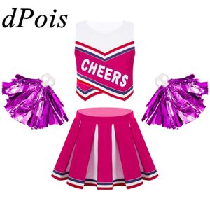 Cheerleading Teens Dancewear Kids Girls sem mangas Cheer Dance Outfit Set para Cheerleading Uniforme Cosplay Cheerleader Costume Teamwear 230603