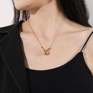 Pendanthalsband Enkla bolltitanstål Kort halsbandsöverföringspärlor för kvinna Fashion Jewelry Girl's Accessories CLAVICLE CHAMIN