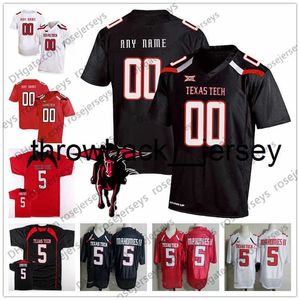 THR Custom Texas Tech TTU 2019 College Football valfritt namn Black Red White 10 Alan Bowman Mahomes Mayfield Welker Men Youth Kid Jersey