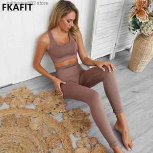 Kvinnors spårningsdräkter Gym 2 -stycken Set Träningskläder för kvinnor Set Solid Color Fitness Legings Sportwear Woman Wear Sport BH and Pants T230605