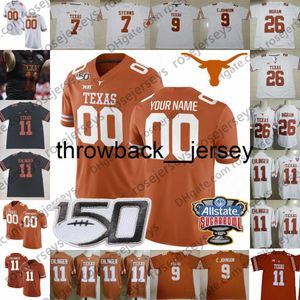 thr Customized Texas Longhorns 6 Devin Duvernay 7 Caden Sterns Daniel Young 17 Cameron Dicker 2019 Orange Retro Black Men Youth Kid 150TH Jersey