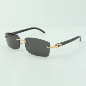 Óculos de sol Plain Buffs 3524012 com pernas de chifre de búfalo preto e lentes de 56mm para unissex 5A