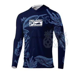 Utomhusskjorta Pelagic Men's Fishing Jersey Topps Långärmad prestanda Skjortor Sun UV Protection Fishing Hoodies Kläder Camiseta de Pesca J230605
