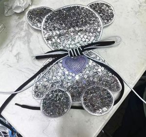 Fashion silver sequin bear sewing patch decorative clothing accessories wholesale manufacturers