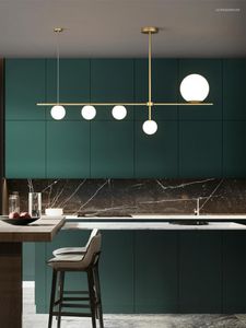 Kronleuchter Anhänger Lichter Nordic LED Luxus Messing Beleuchtung Esszimmer Glas Leuchte Küche Insel Hängen Kupfer Leuchten