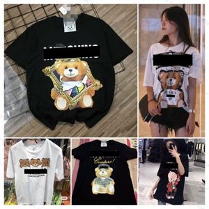 Tasarımcı Yaz Kadın T-Shirt Moschino Büyük Boy Yeni Yüksek Kaliteli%100 Pamuk Grafik Top AAA D5V1#