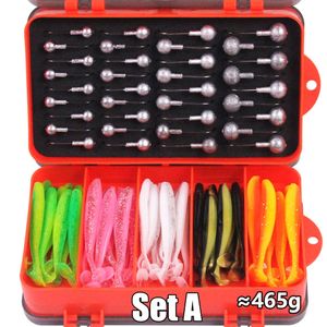 Fishing Accessories Fishing Tackle Box Crank Jig Head Hook Set Fishing Hook Jig Head Lure Soft Bait Box Bass Trout Fishing Gear Pesca Tools Set 230603