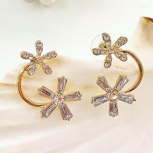 Stud Earrings Romantic Clear Crystal Petal Women's Cubic Zirconia Inlay CZ Ladies Bridal Wedding Jewellery Refined Gifts