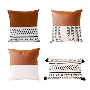 Conjunto de 2 travesseiros com capa de couro falso quadrado luxo estojo decorativo macio fronha para sofá-cama