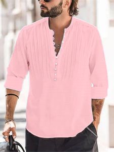 Camicia retrò casual da uomo taglie forti 3XL Camicie abbottonate in cotone di lino a maniche lunghe da uomo casual di nuovo design Chemise Homme