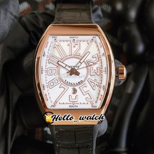 2021 Vanguard Yachting v 45 Sc DT Automatyczne męskie zegarek Rose Gold Case 3D Cyfrowy znak White Dial Czarny skórzany pasek HWFM H273A